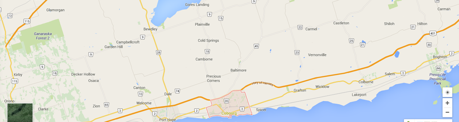 Google Map of Cobourg, Ontario