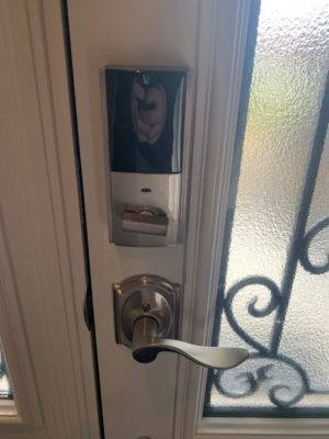 backside of door with lock hardware